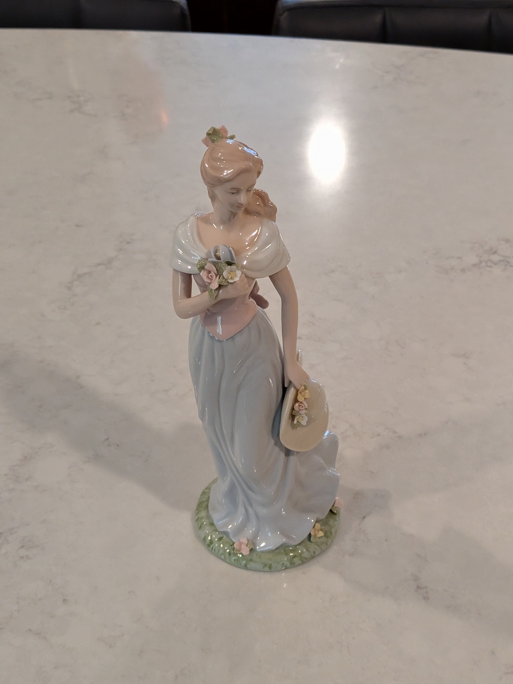 Vintage 2002s Avon "Moments Of Memories"Lady Figurine 9"with Pastel Blue Dress